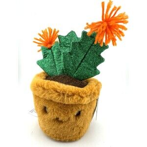 NYC FAO SCHWARZ 7" Plush Cactus Plant Orange Flowers Sparklers NWT